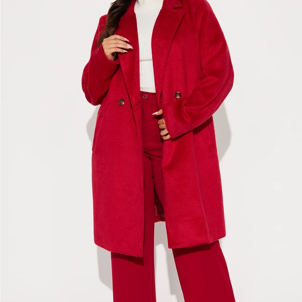 Fashion Nova Red Pea Coat